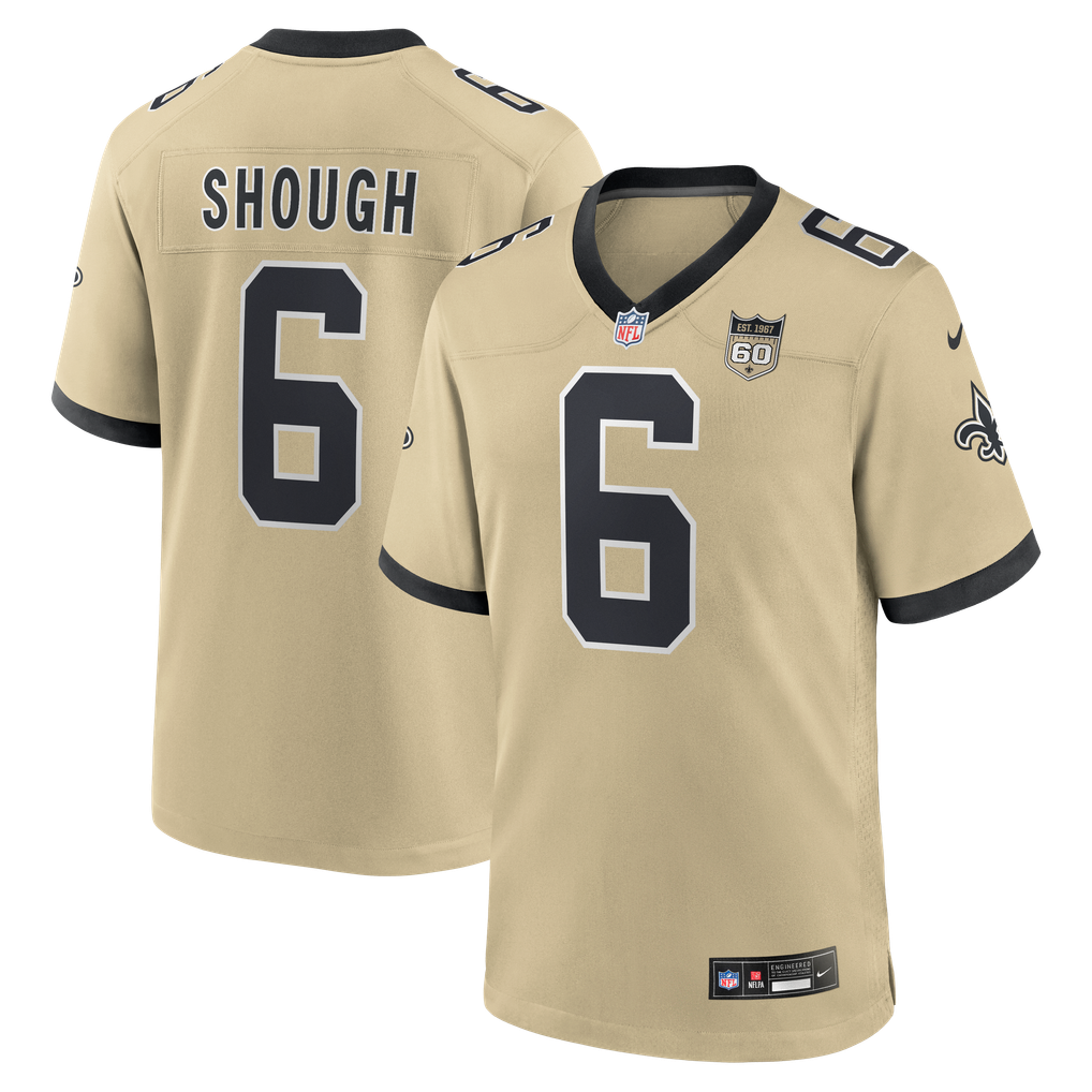 Men's New Orleans Saints Tyler Shough Gold Alternate 60th Season Game Jersey