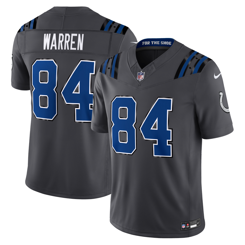Men's Indianapolis Colts Tyler Warren Anthracite 2026 Rivalries Collection Stitched Limited Jersey
