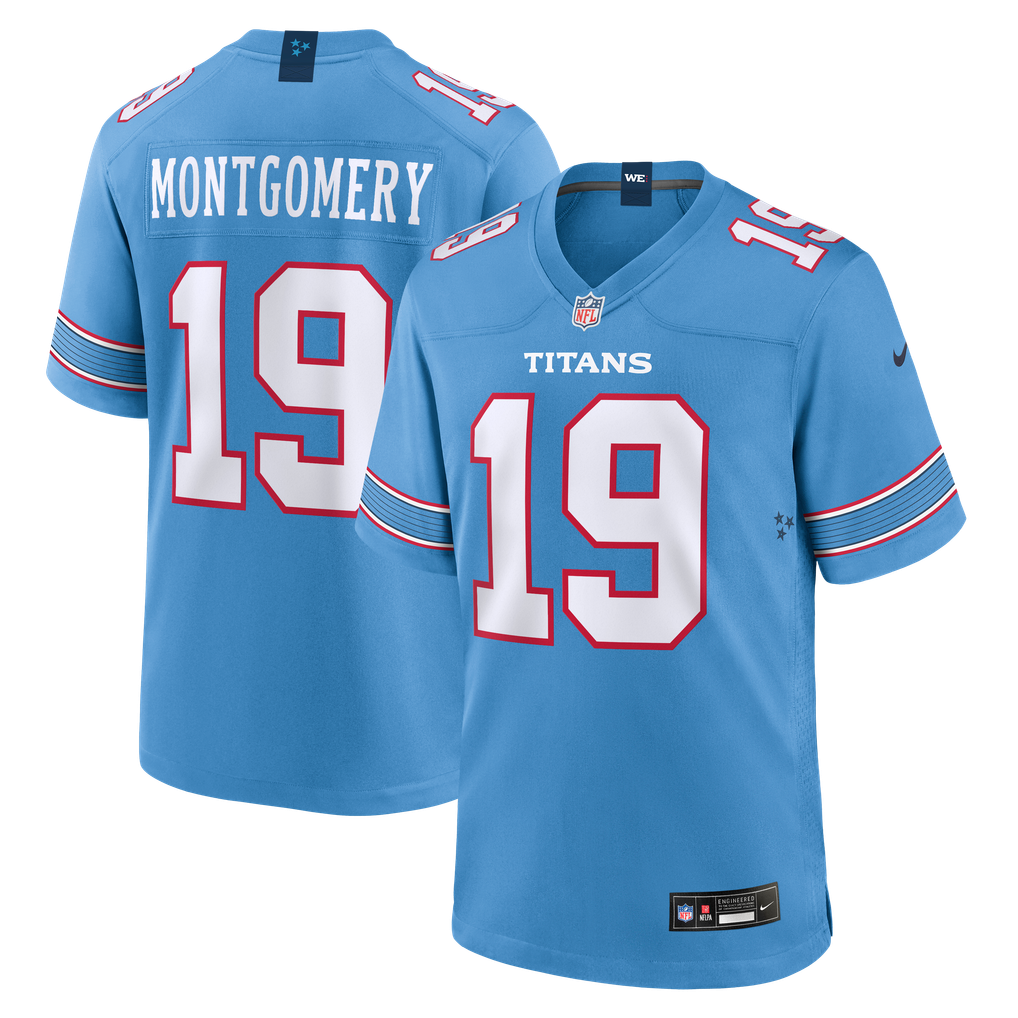 Men's Tennessee Titans Tyren Montgomery Light Blue Team Game Jersey