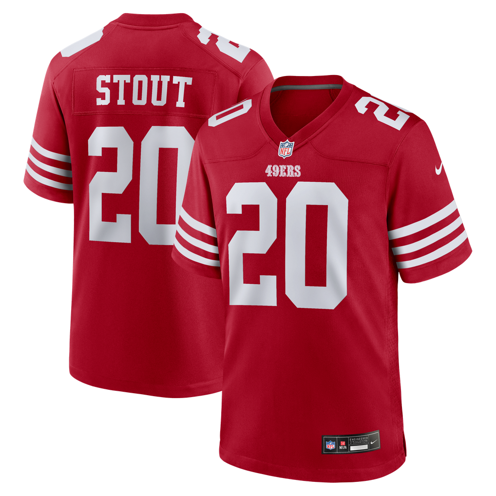 Men's San Francisco 49ers Upton Stout Scarlet Team Game Jersey