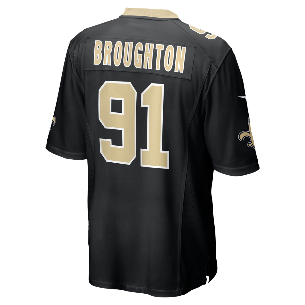 Men's New Orleans Saints Vernon Broughton Black Team Game Jersey