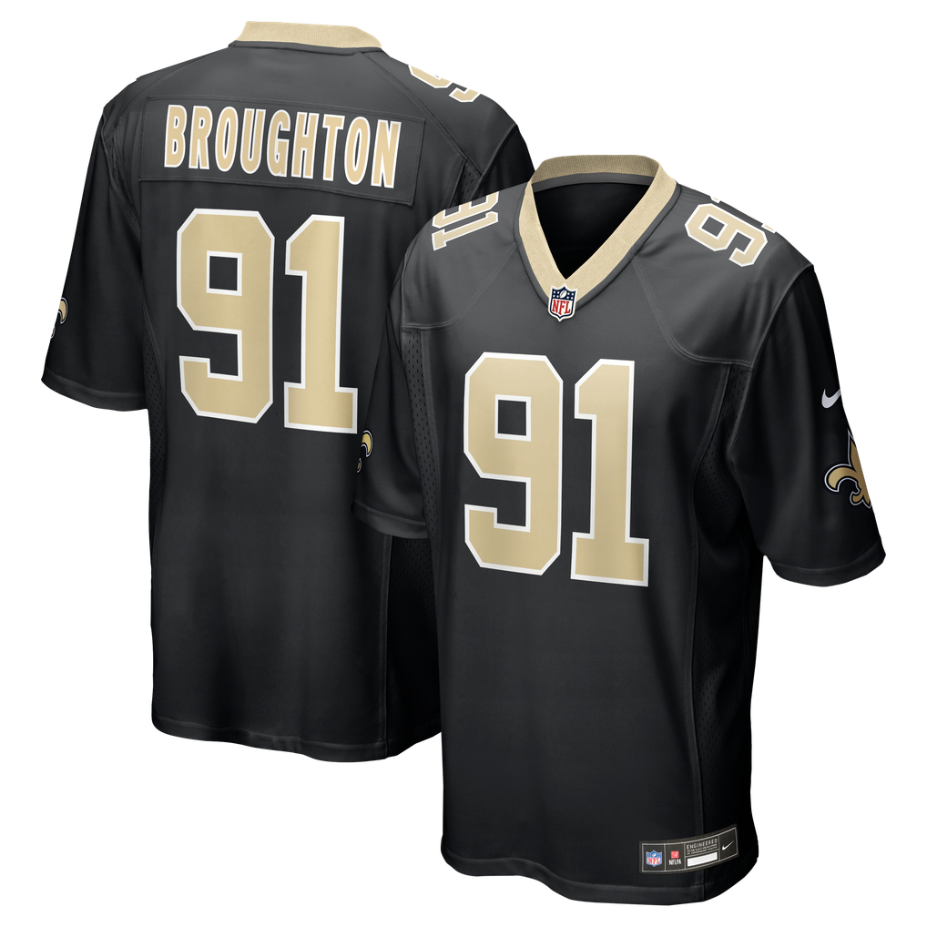 Men's New Orleans Saints Vernon Broughton Black Team Game Jersey