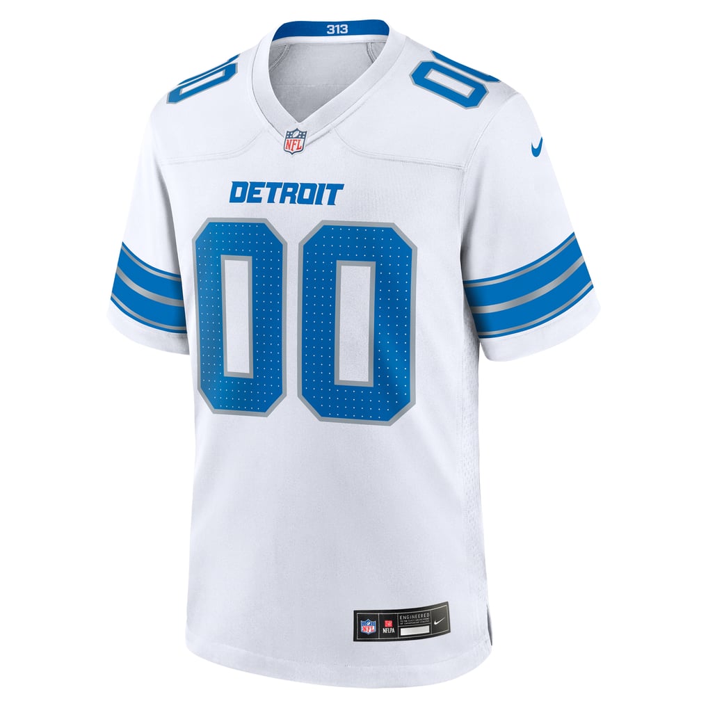 Men's Detroit Lions White Custom Game Jersey