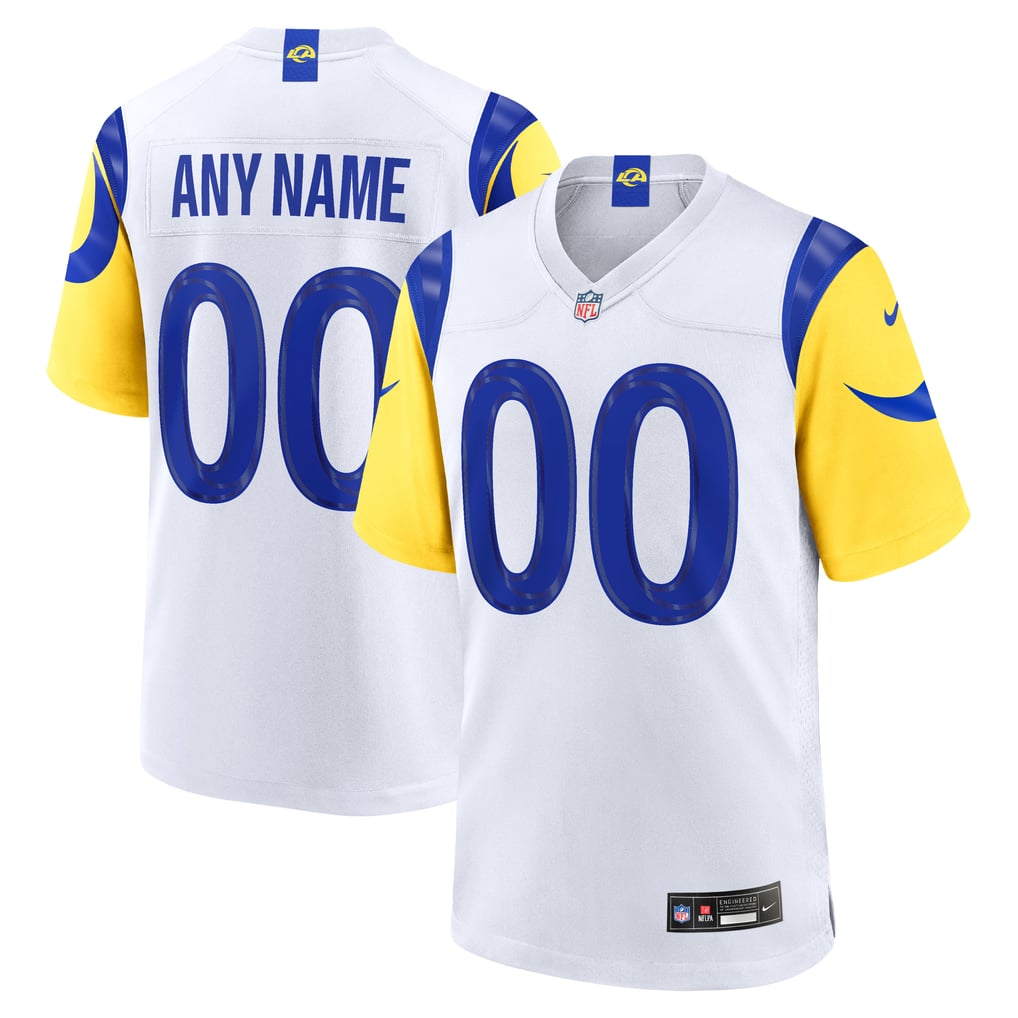Men's Los Angeles Rams White Custom Game Jersey