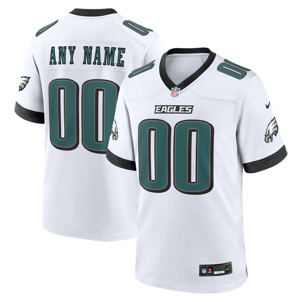 Men's Philadelphia Eagles White Custom Game Jersey