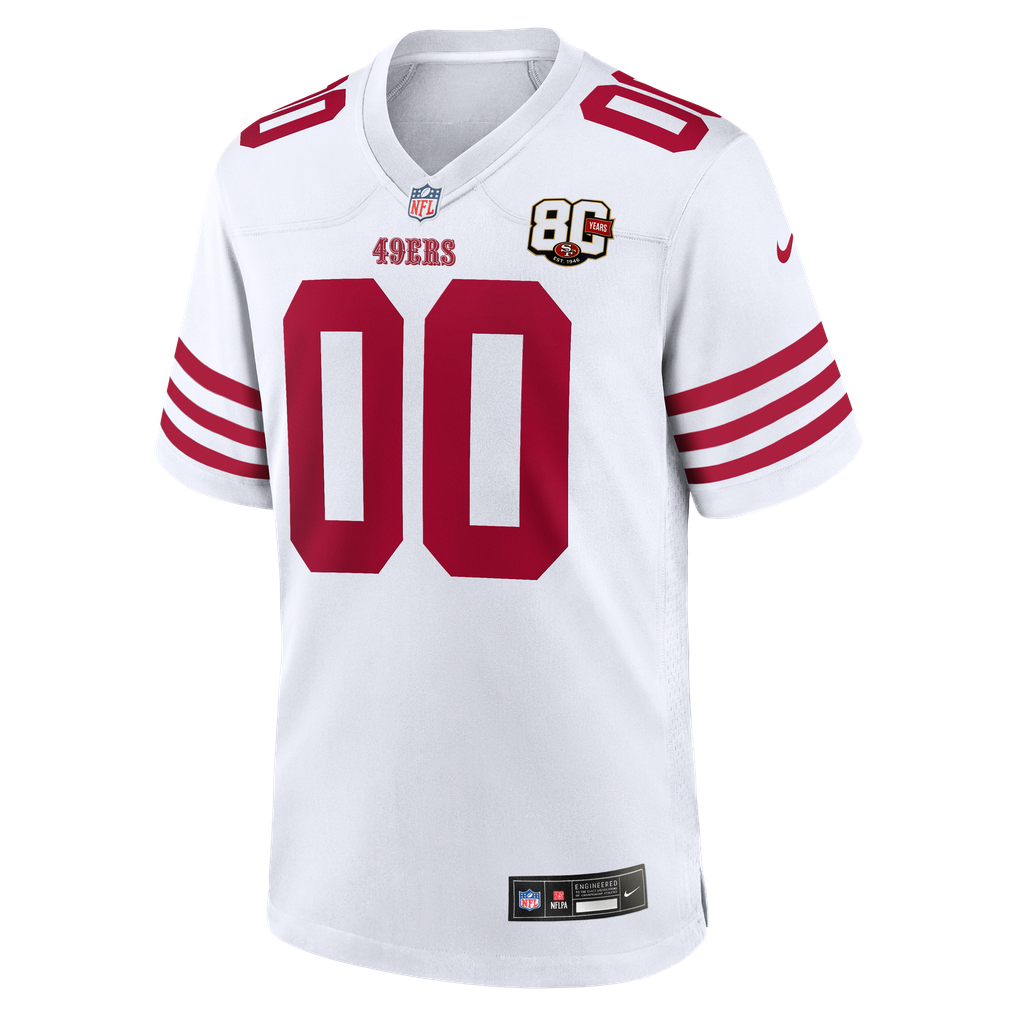Men's San Francisco 49ers White 80th Anniversary Custom Game Jersey