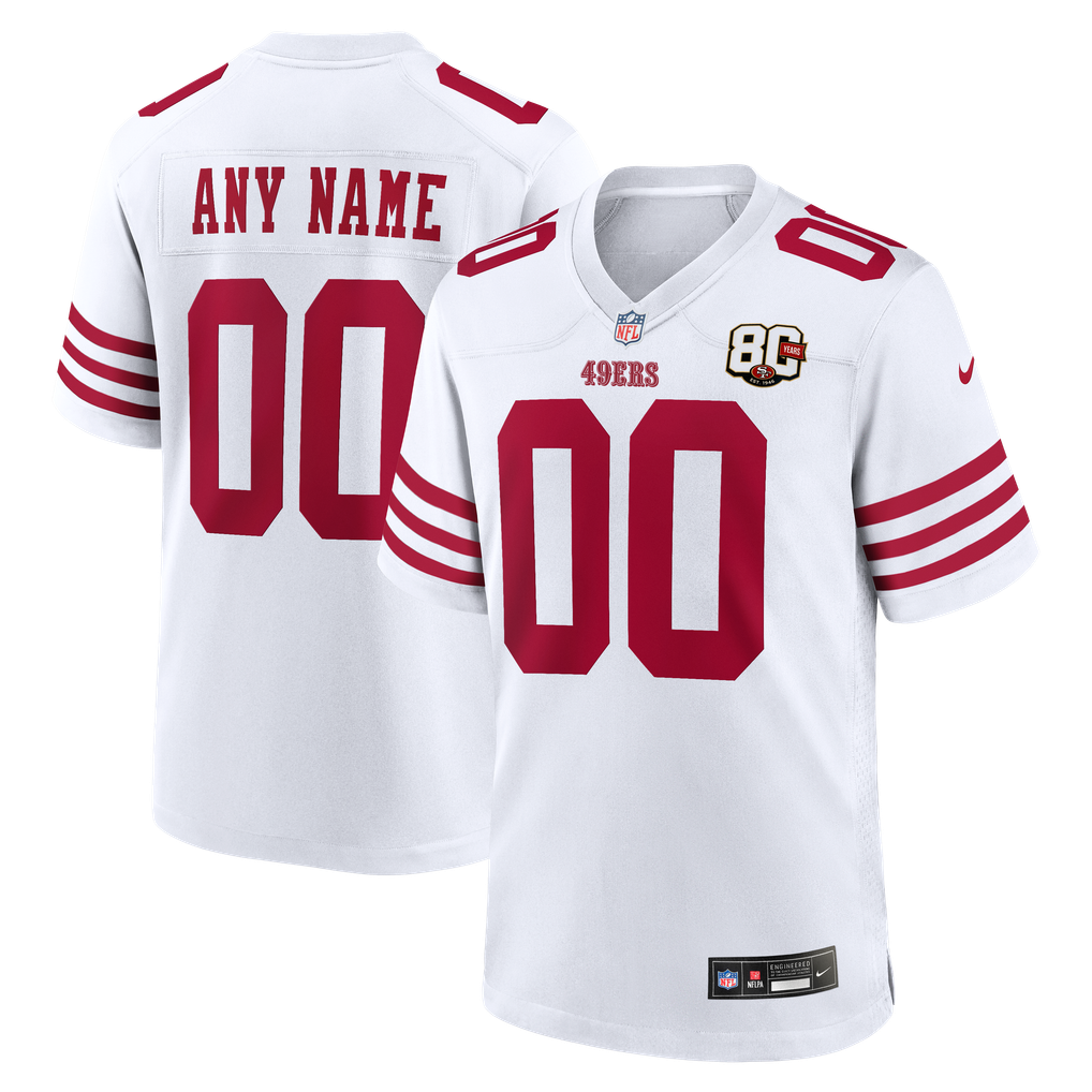 Men's San Francisco 49ers White 80th Anniversary Custom Game Jersey