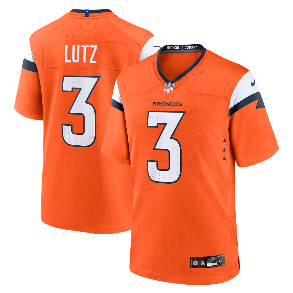 Men's Denver Broncos Wil Lutz Orange Team Game Jersey