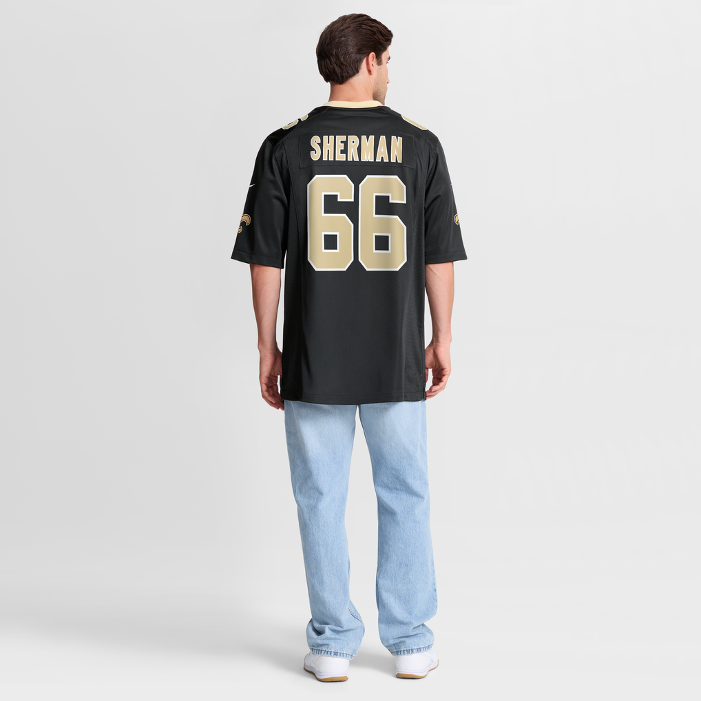 Men's New Orleans Saints William Sherman Black Team Game Jersey