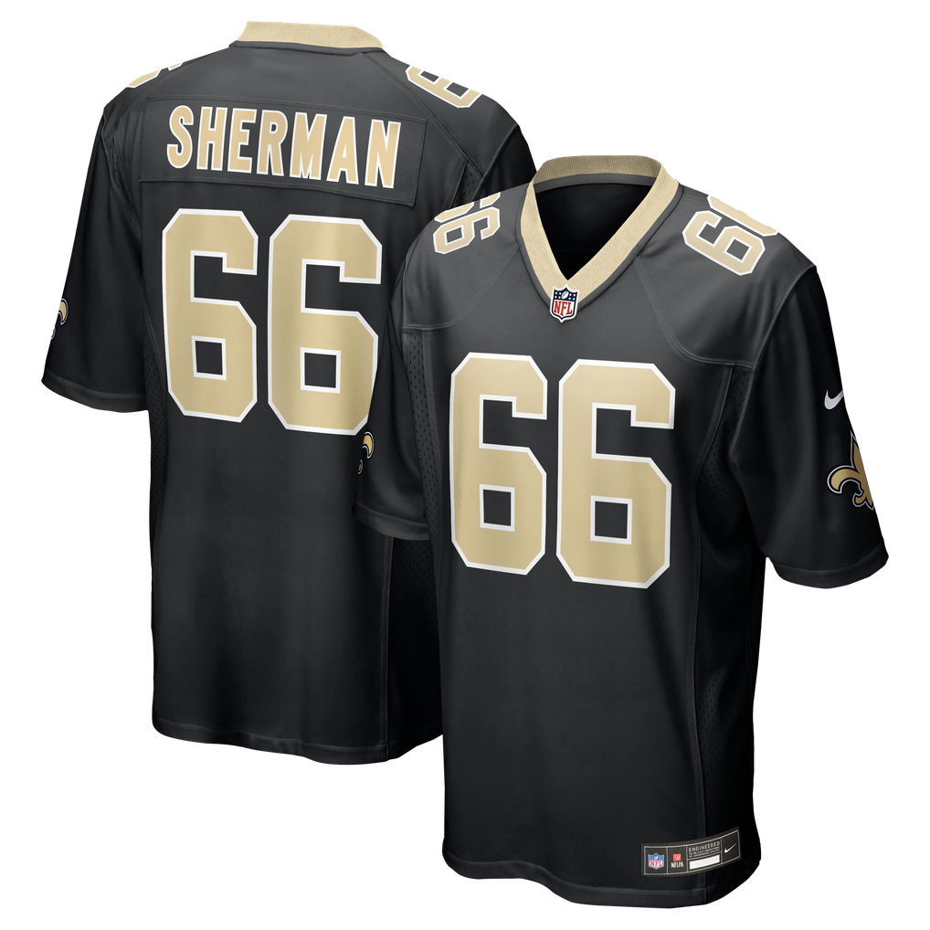 Men's New Orleans Saints William Sherman Black Team Game Jersey