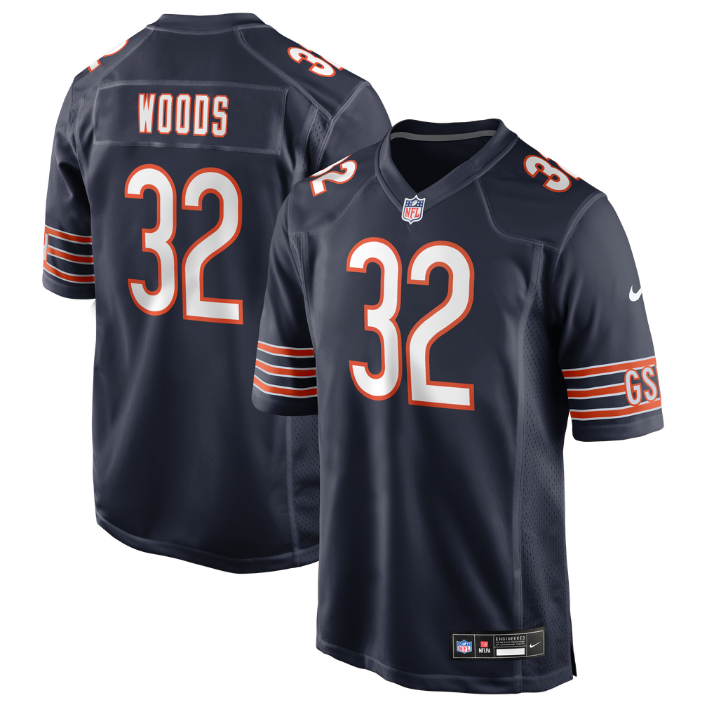 Men's Chicago Bears Xavier Woods Navy Team Game Jersey