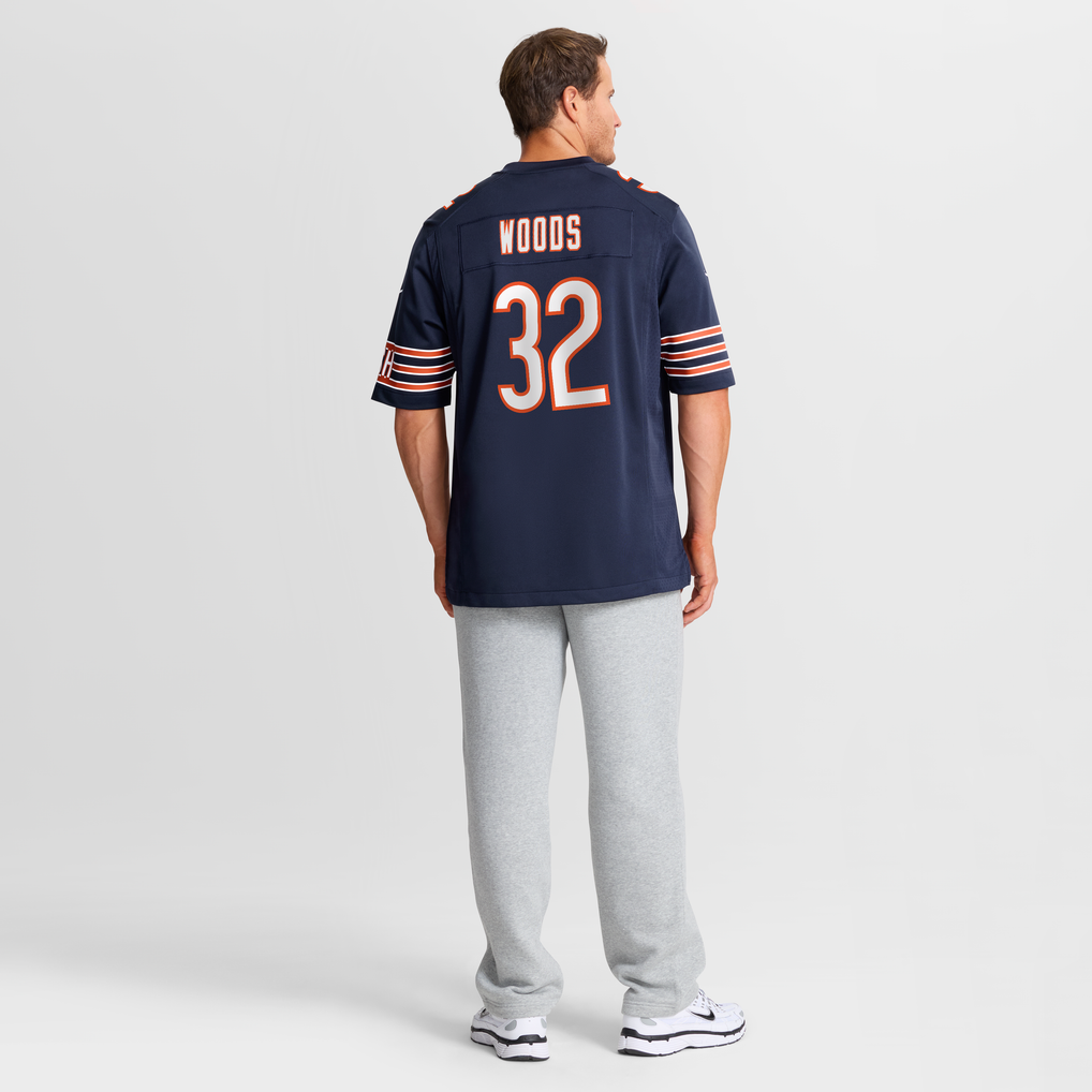 Men's Chicago Bears Xavier Woods Navy Team Game Jersey