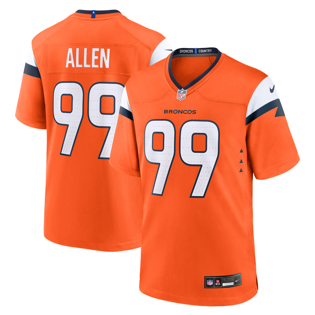 Men's Denver Broncos Zach Allen Orange Team Game Jersey