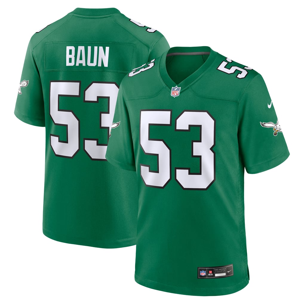 Men's Philadelphia Eagles Zack Baun Kelly Green Alternate Game Jersey