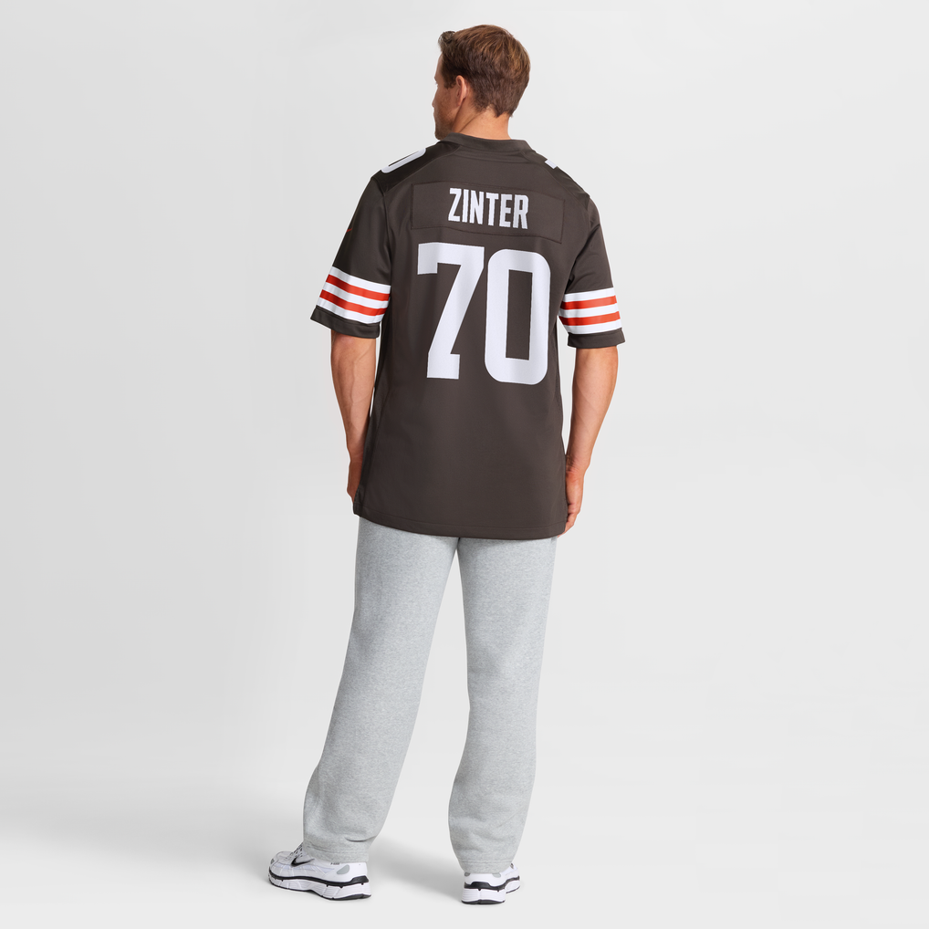 Men's Cleveland Browns Zak Zinter Brown Team Game Jersey
