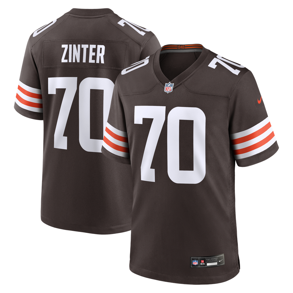 Men's Cleveland Browns Zak Zinter Brown Team Game Jersey