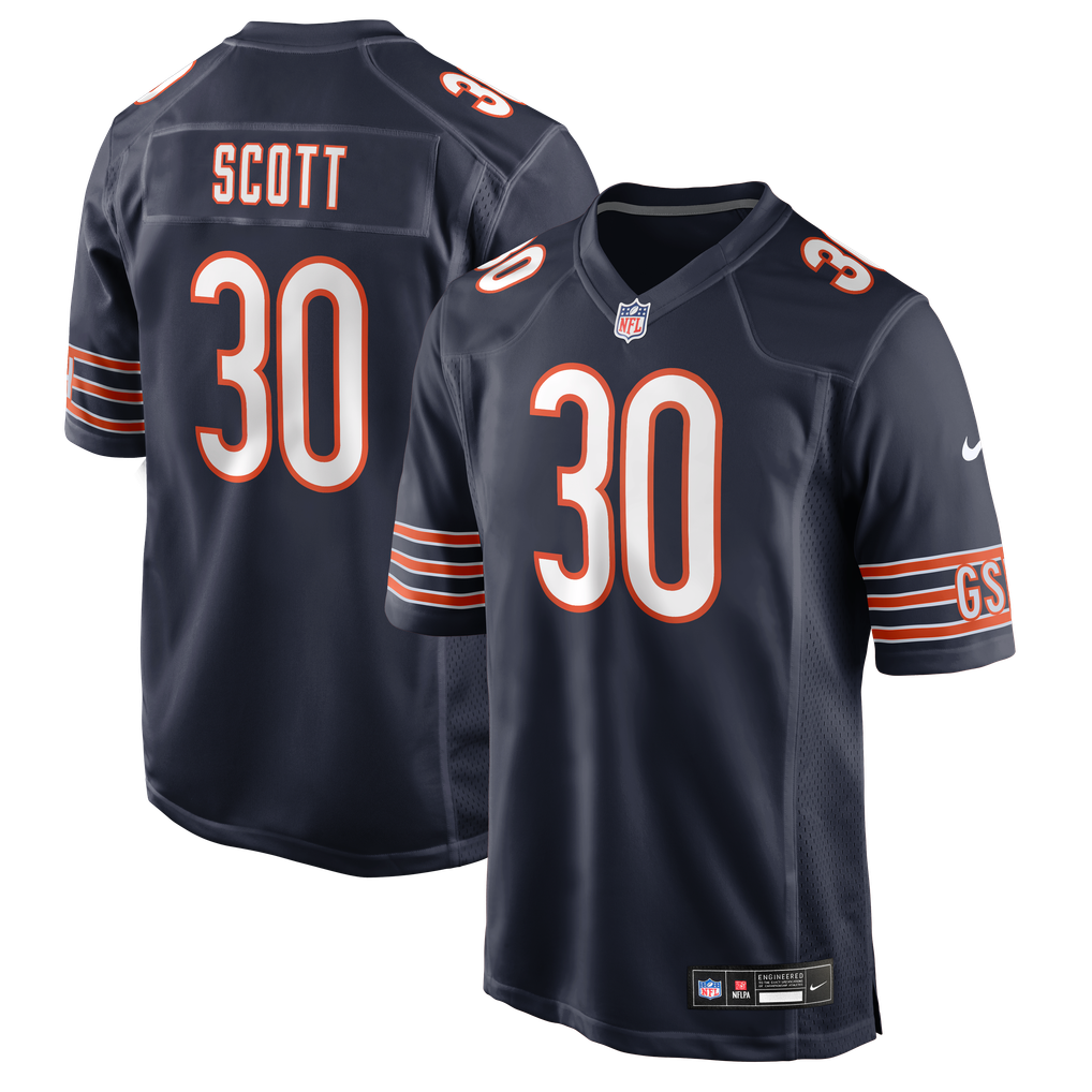 Men's Chicago Bears Zavier Scott Navy Team Game Jersey