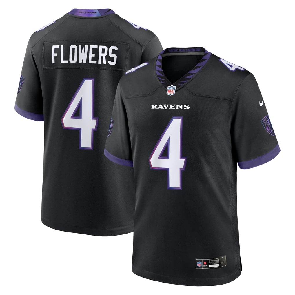 Men's Baltimore Ravens Zay Flowers Black Alternate Game Jersey