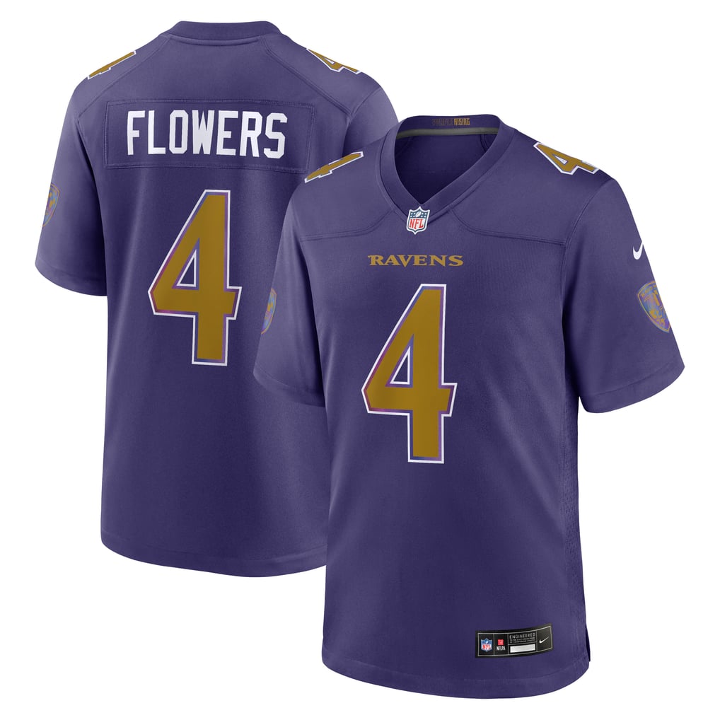 Men's Baltimore Ravens Zay Flowers Purple Alternate Game Jersey