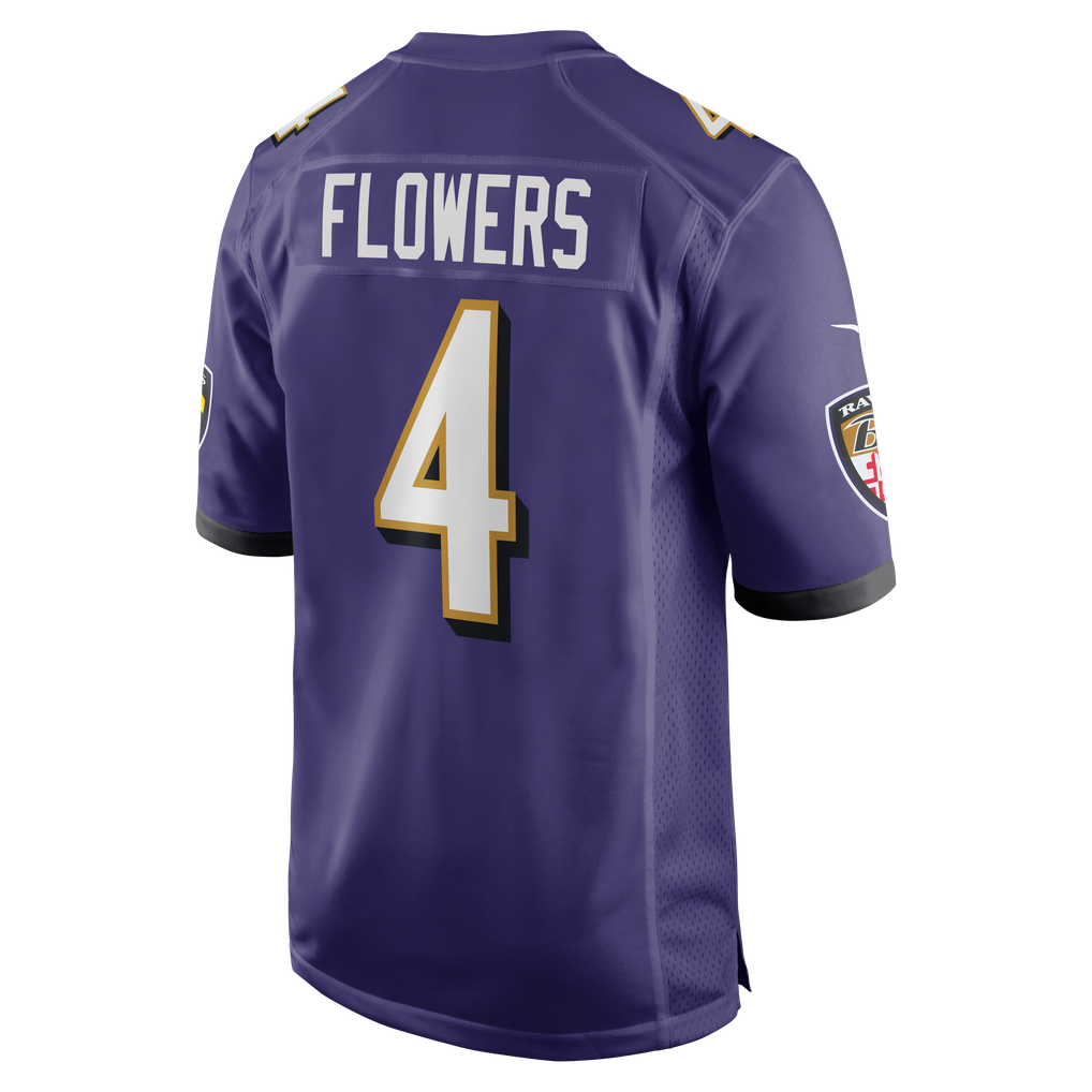 Men's Baltimore Ravens Zay Flowers Purple Game Jersey