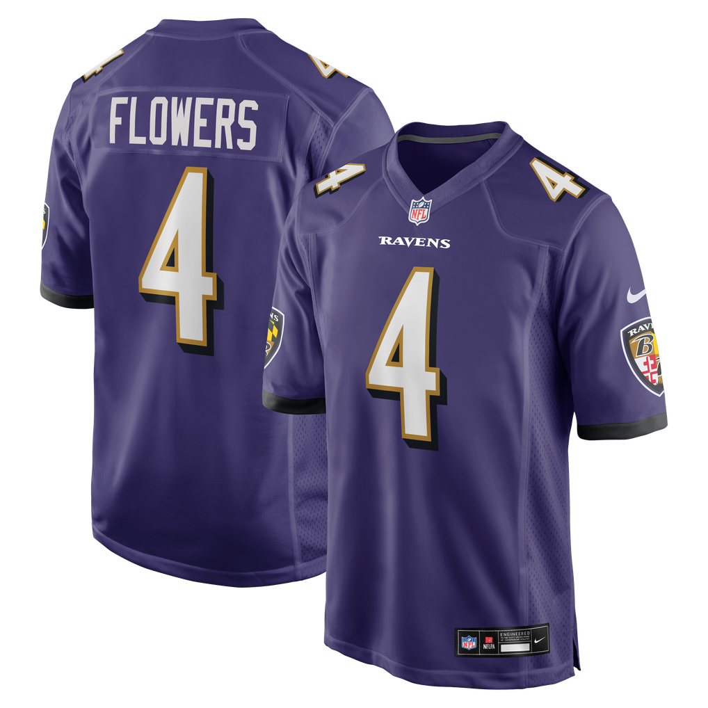 Men's Baltimore Ravens Zay Flowers Purple Game Jersey