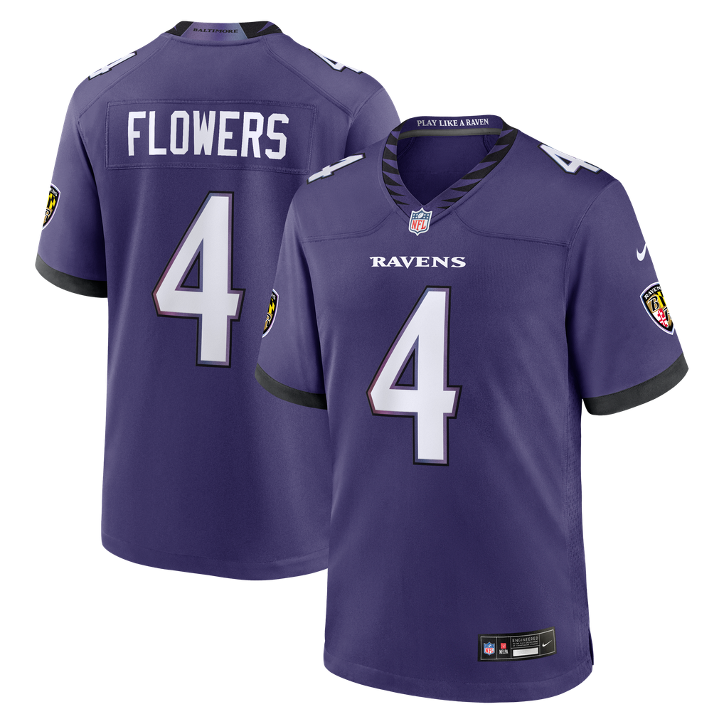 Men's Baltimore Ravens Zay Flowers Purple Team Game Jersey