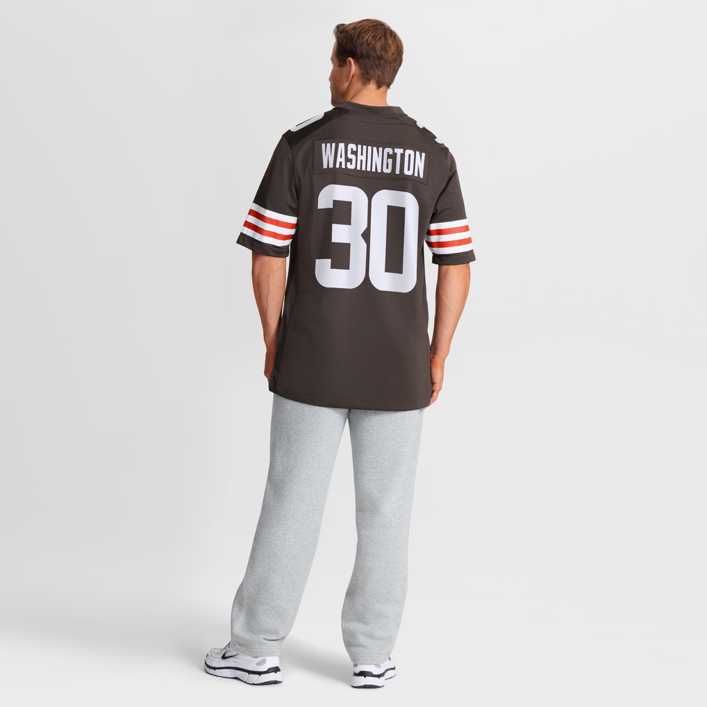 Men's Cleveland Browns Zion Washington Brown Team Game Jersey