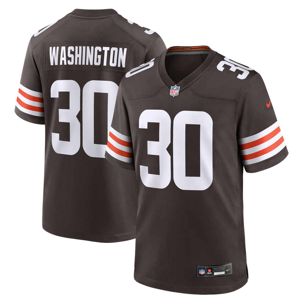 Men's Cleveland Browns Zion Washington Brown Team Game Jersey