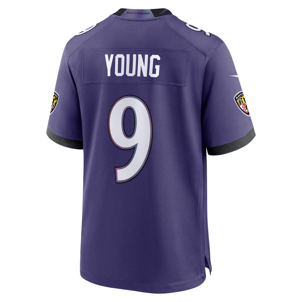 Men's Baltimore Ravens Zion Young Purple Team Game Jersey
