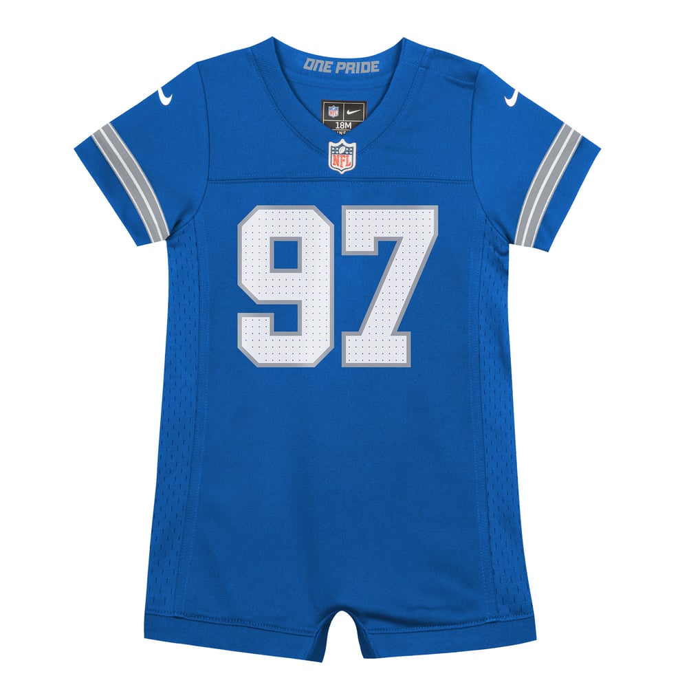 Newborn Detroit Lions Aidan Hutchinson Blue Romper Game Jersey
