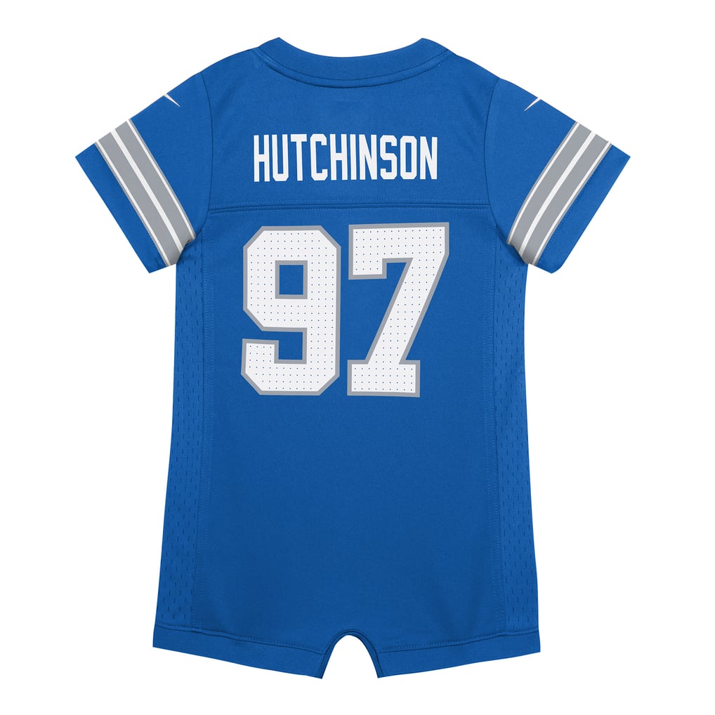 Newborn Detroit Lions Aidan Hutchinson Blue Romper Game Jersey