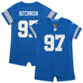 Newborn Detroit Lions Aidan Hutchinson Blue Romper Game Jersey
