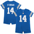 Newborn Detroit Lions Amon-Ra St. Brown Blue Romper Game Jersey