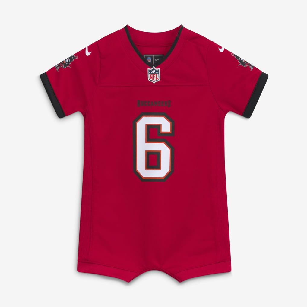 Newborn Tampa Bay Buccaneers Baker Mayfield Red Romper Game Jersey