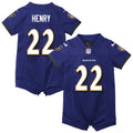 Newborn Baltimore Ravens Derrick Henry Purple Romper Game Jersey