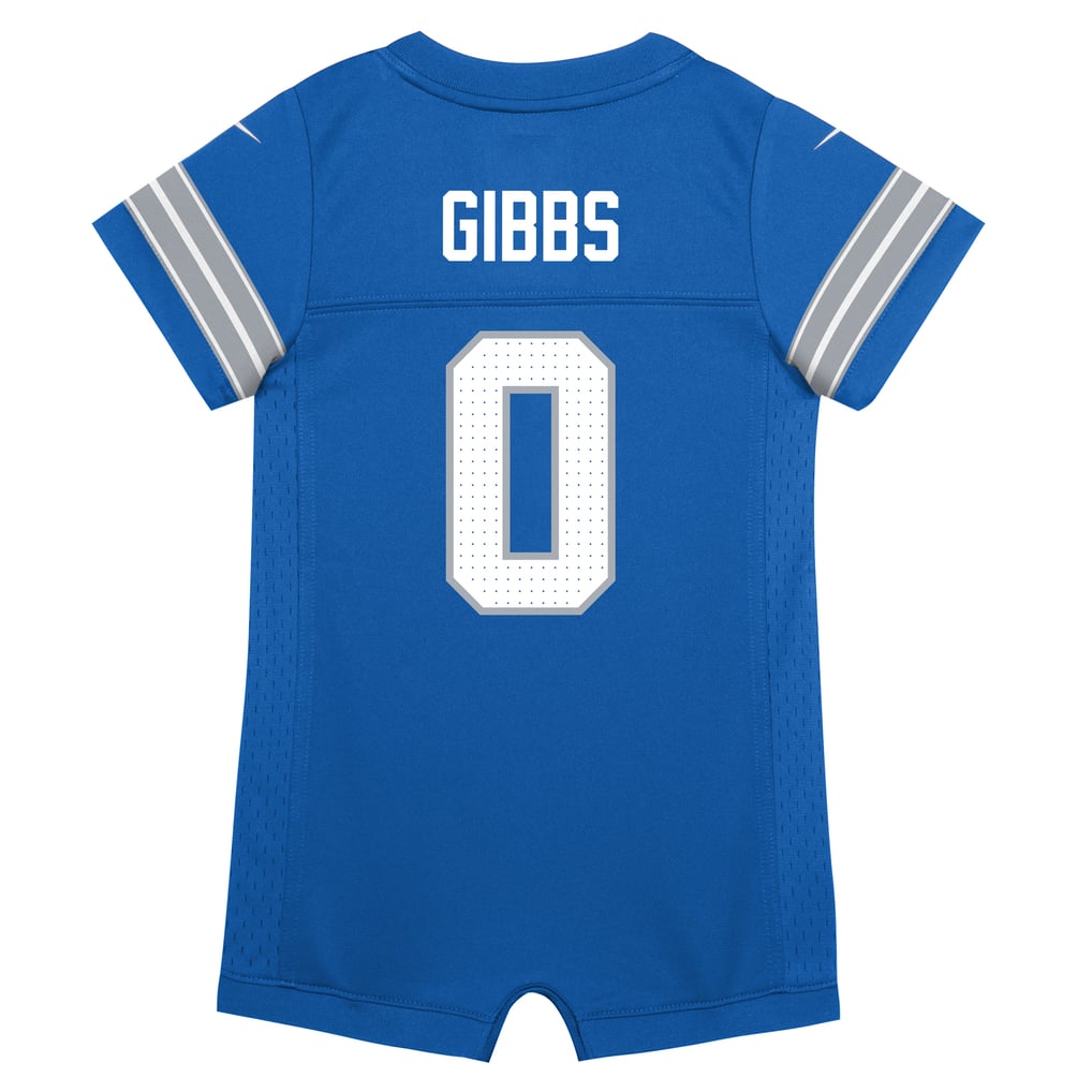 Newborn Detroit Lions Jahmyr Gibbs Blue Romper Game Jersey