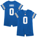 Newborn Detroit Lions Jahmyr Gibbs Blue Romper Game Jersey