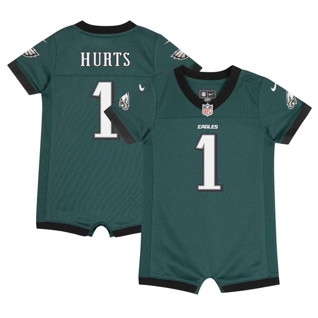 Newborn Philadelphia Eagles Jalen Hurts Midnight Green Romper Game Jersey