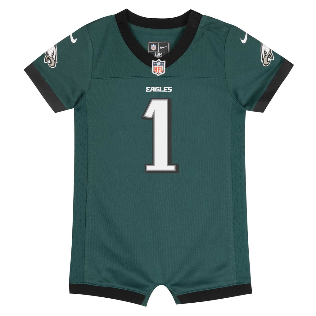 Newborn Philadelphia Eagles Jalen Hurts Midnight Green Romper Game Jersey