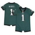 Newborn Philadelphia Eagles Jalen Hurts Midnight Green Romper Game Jersey