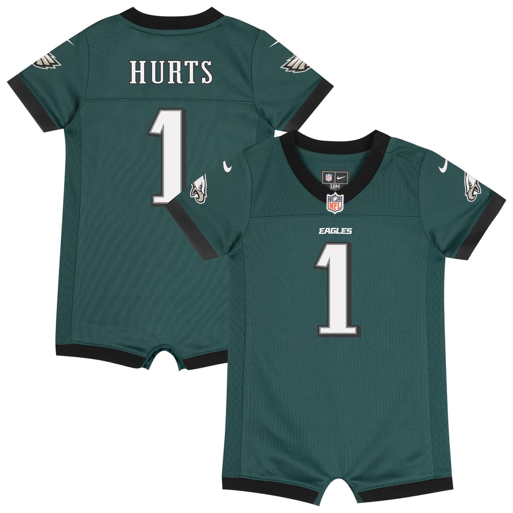 Newborn Philadelphia Eagles Jalen Hurts Midnight Green Romper Game Jersey
