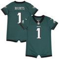 Newborn Philadelphia Eagles Jalen Hurts Midnight Green Romper Game Jersey