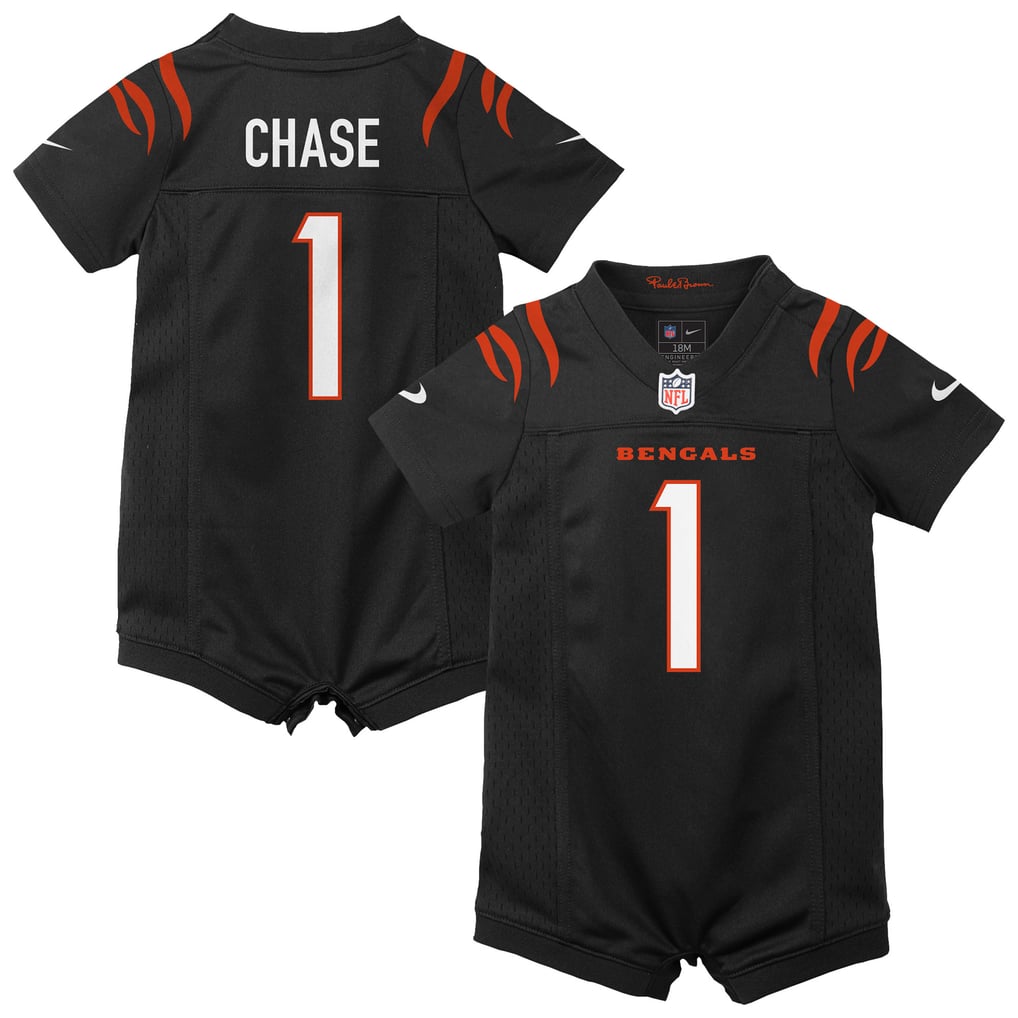 Newborn Cincinnati Bengals Ja'Marr Chase Black Romper Game Jersey