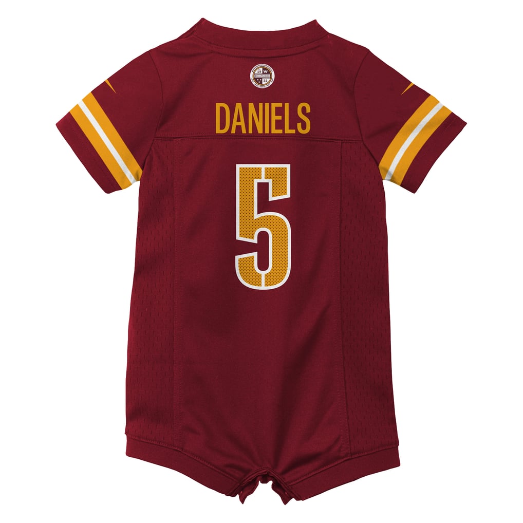 Newborn Washington Commanders Jayden Daniels Burgundy Romper Game Jersey