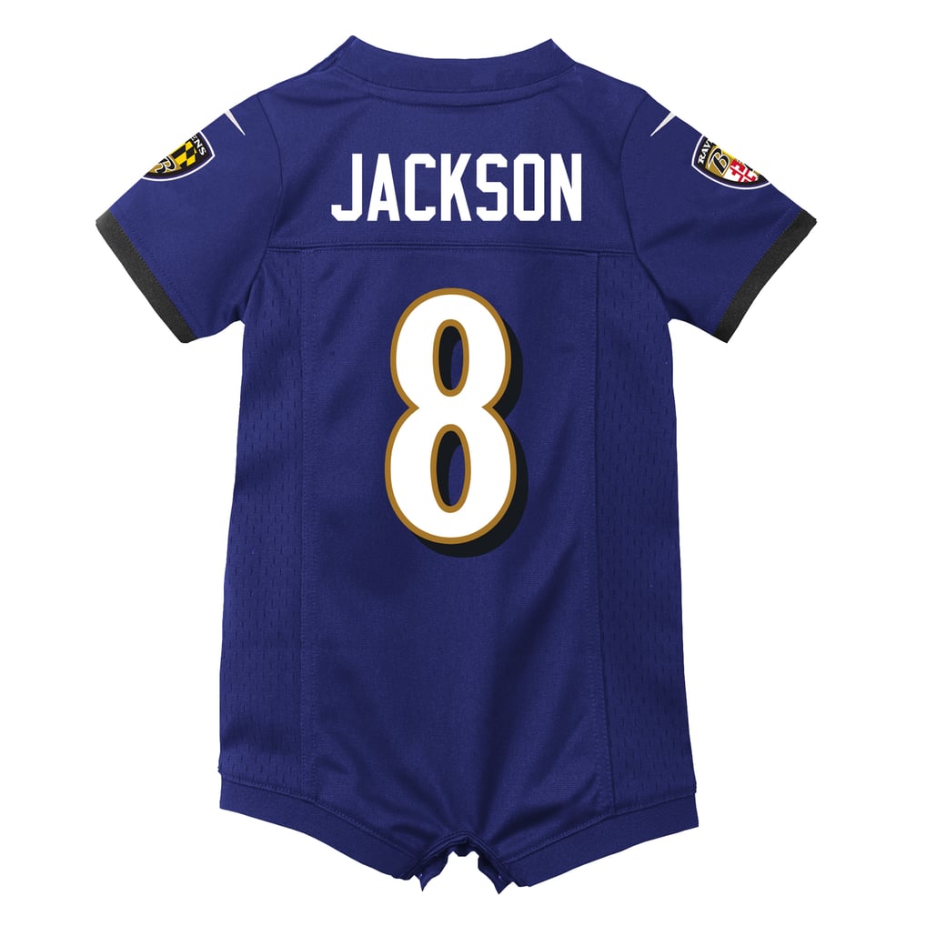 Newborn Baltimore Ravens Lamar Jackson Purple Romper Game Jersey