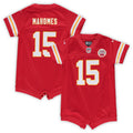 Newborn Kansas City Chiefs Patrick Mahomes Red Romper Game Jersey