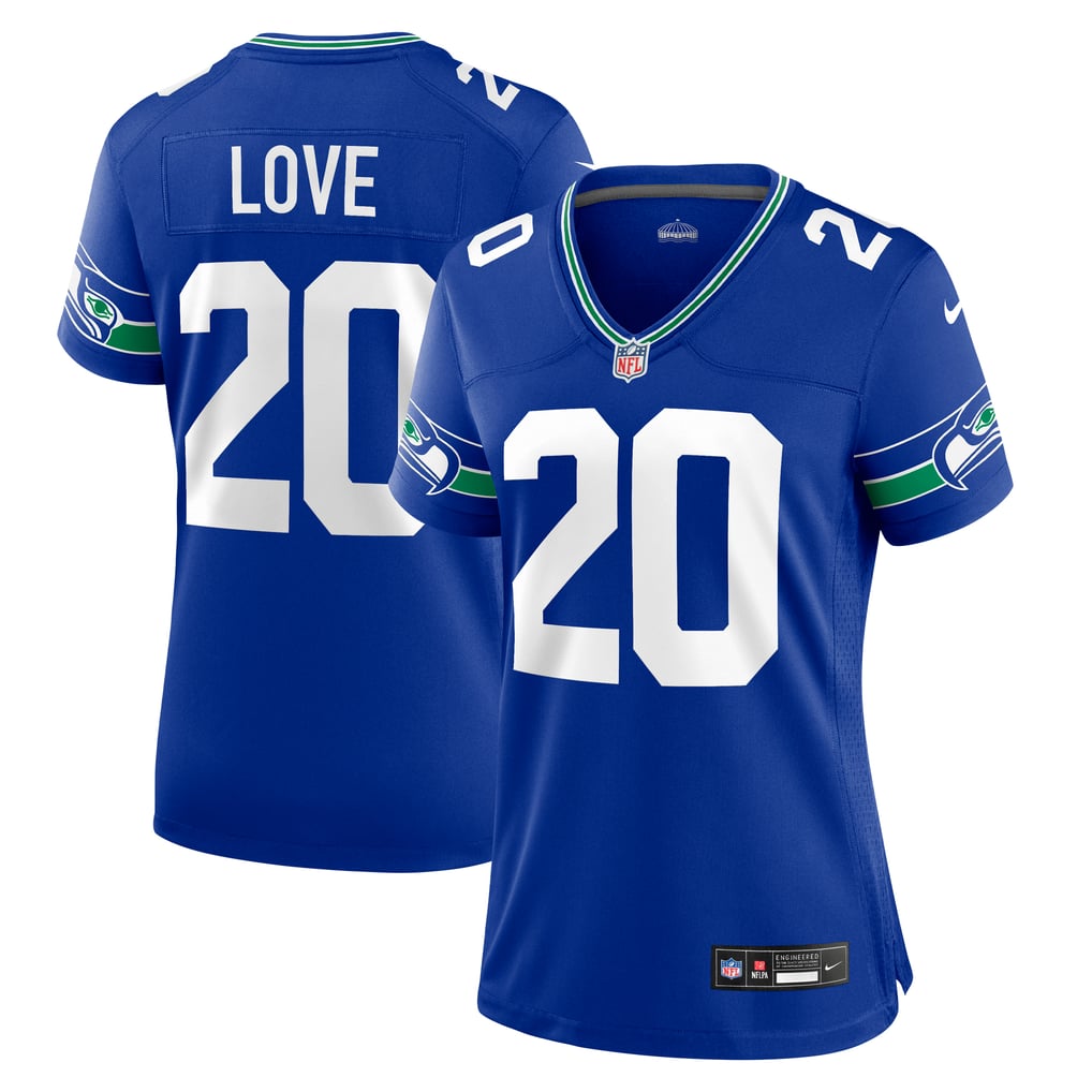 Women's Seattle Seahawks Julian Love Royal Throwback Player Game Jersey