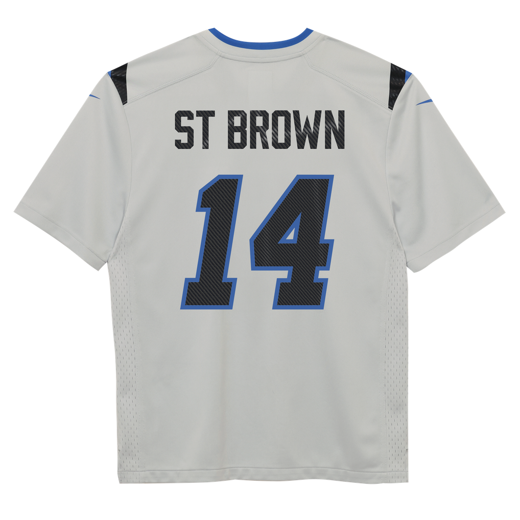 Preschool Detroit Lions Amon-Ra St. Brown Silver 2026 Rivalries Collection Game Jersey