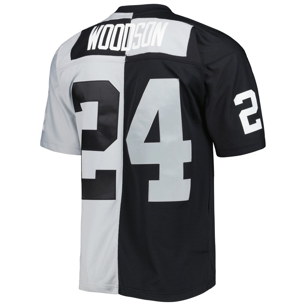 Men's Las Vegas Raiders Charles Woodson Black/Silver 1998 Split Legacy Replica Jersey