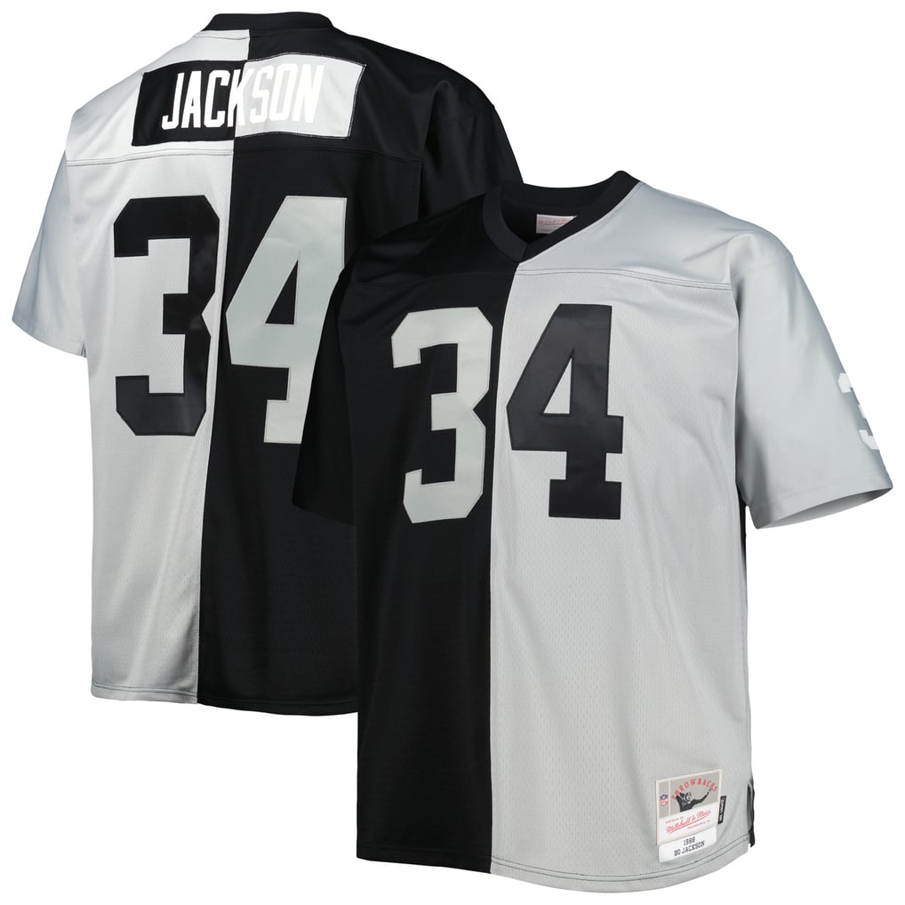 Men's Las Vegas Raiders Bo Jackson Black/Silver Big & Tall Split Legacy Retired Player Replica Jersey